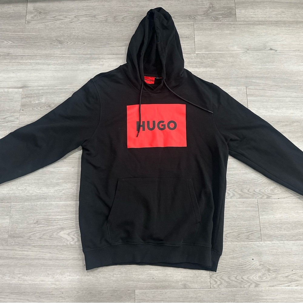 HUGO Men’s Regular Fit Square Logo Hooded Jersey Sweatshirt - XXL